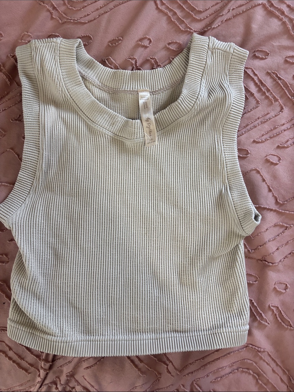 By Together Cream Ribbed Crop Tank
